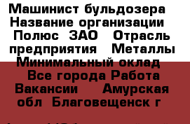 Машинист бульдозера › Название организации ­ Полюс, ЗАО › Отрасль предприятия ­ Металлы › Минимальный оклад ­ 1 - Все города Работа » Вакансии   . Амурская обл.,Благовещенск г.